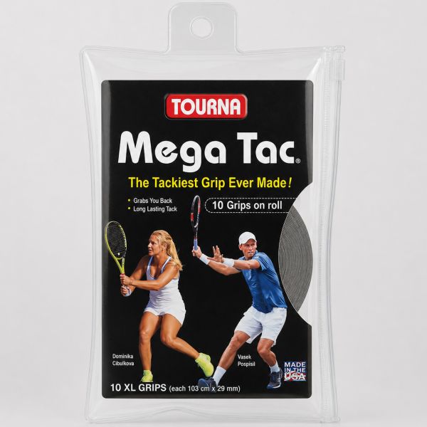 Tourna Mega Tac Tennis Overgrips x 10 MT-10XL-BK